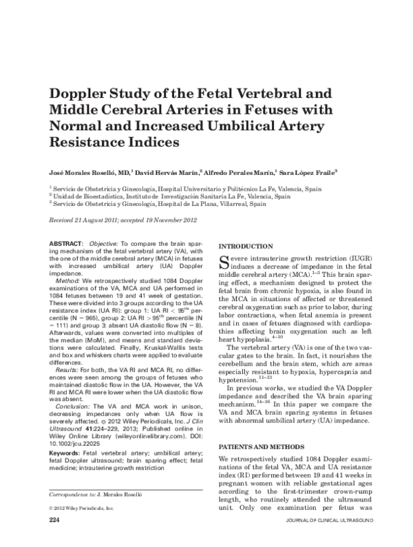 (PDF) Doppler study of the fetal vertebral and middle cerebral arteries ...