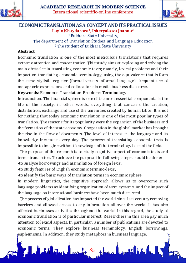 (PDF) Economic Translation as a Concept and Its Practical Issues