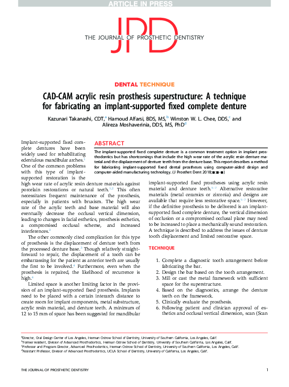 (PDF) CAD-CAM acrylic resin prosthesis superstructure: A technique for ...