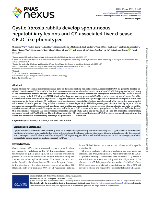 (PDF) Cystic fibrosis rabbits develop spontaneous hepatobiliary lesions ...