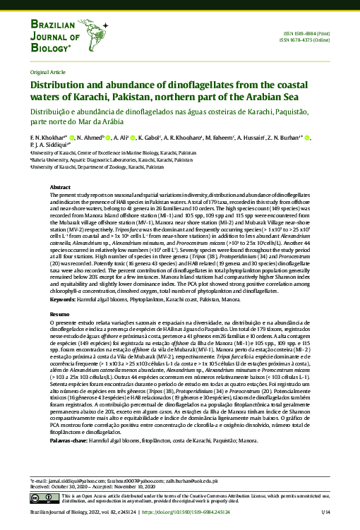 (PDF) Distribution and abundance of dinoflagellates from the coastal ...