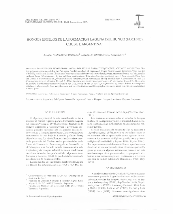(PDF) Hongos Epifilos De La Formacion Laguna Del Hunco (Eoceno), Chubut ...
