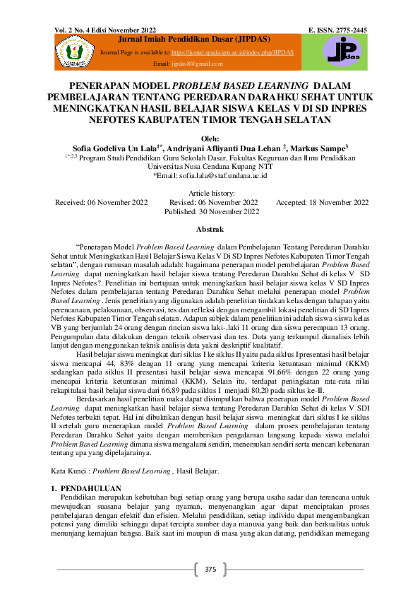 (PDF) Penerapan Model Problem Based Learning Dalam Pembelajaran Tentang ...