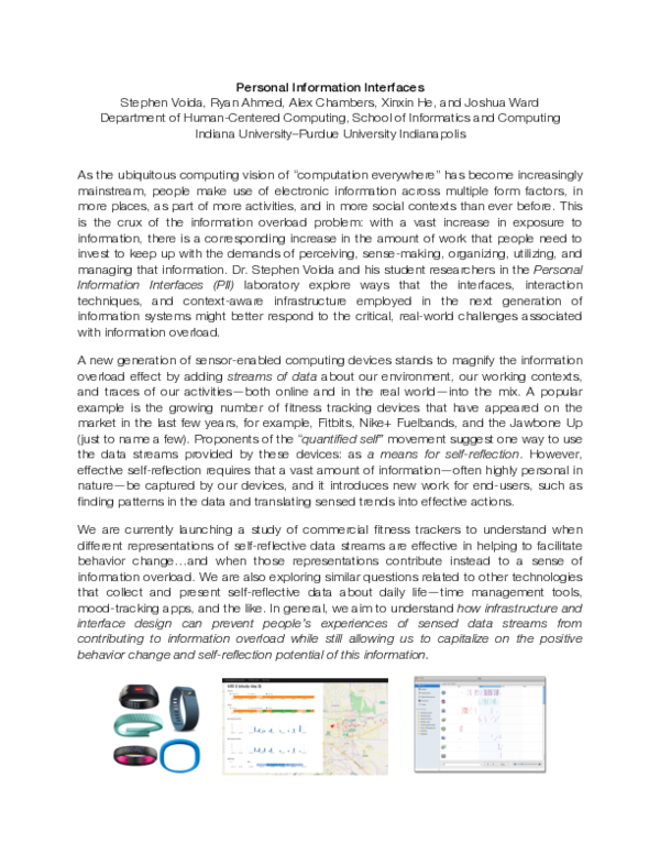(PDF) Personal Information Interfaces
