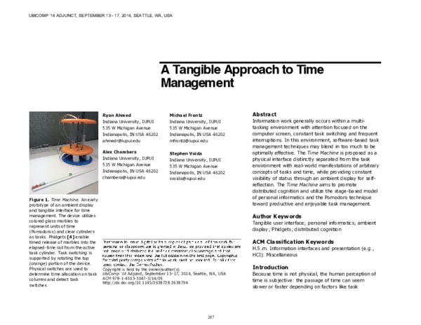 (PDF) A tangible approach to time management