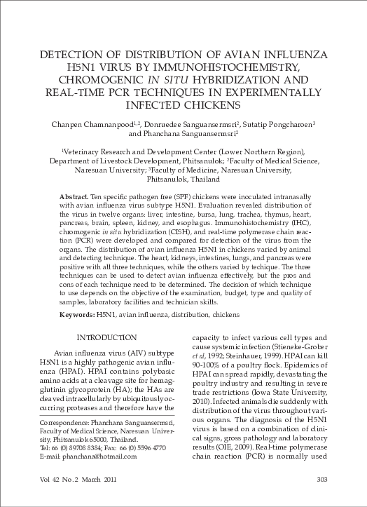 (PDF) Detection of distribution of avian influenza H5N1 virus by ...