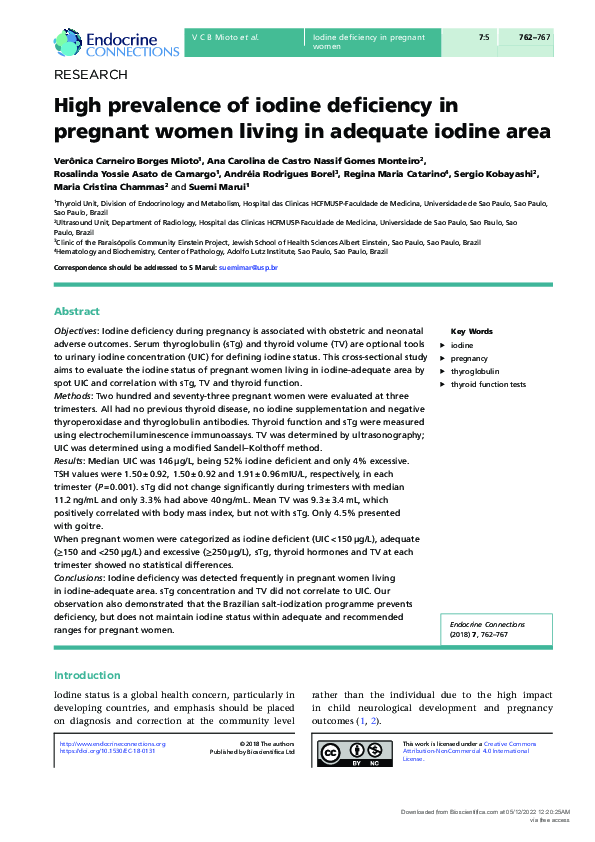 (PDF) High prevalence of iodine deficiency in pregnant women living in ...