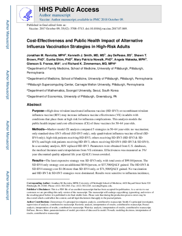 (PDF) Cost-effectiveness and public health impact of alternative ...