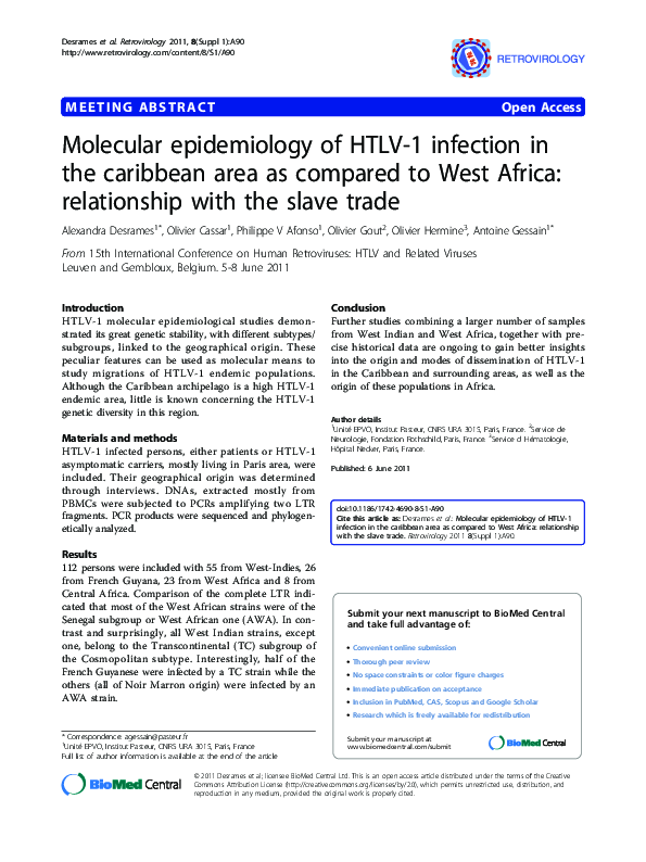 (PDF) Molecular epidemiology of HTLV-1 infection in the caribbean area ...