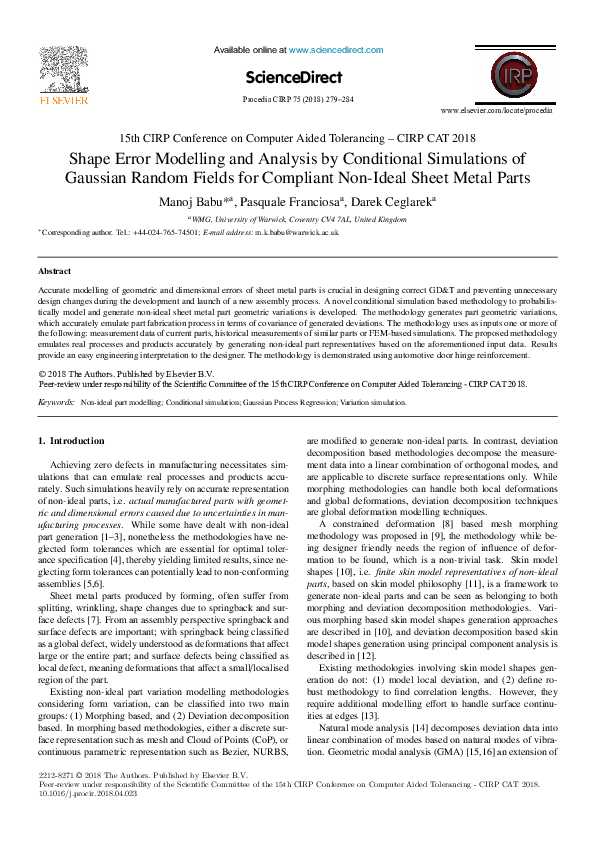 (PDF) Shape Error Modelling and Analysis by Conditional Simulations of ...