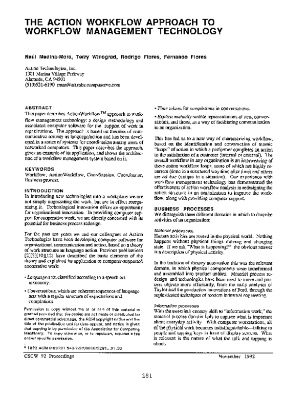 (PDF) The action workflow approach to workflow management technology