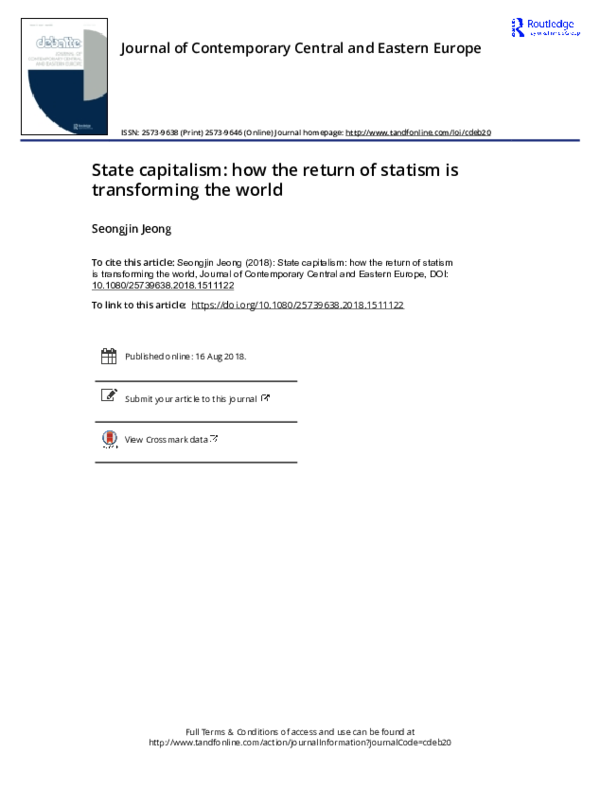 (PDF) State capitalism: how the return of statism is transforming the world
