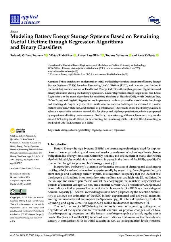 (PDF) Modeling Battery Energy Storage Systems Based on Remaining Useful ...