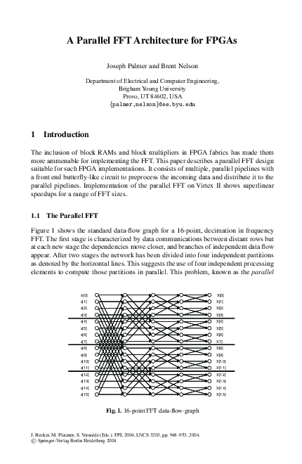 (PDF) A Parallel FFT Architecture for FPGAs