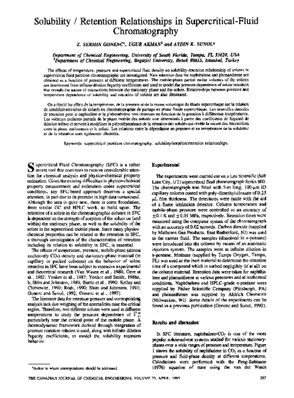 (PDF) Solubility / retention relationships in supercriticalfluid