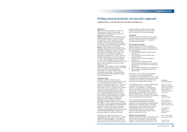 (PDF) Writing research protocols: An innovative approach