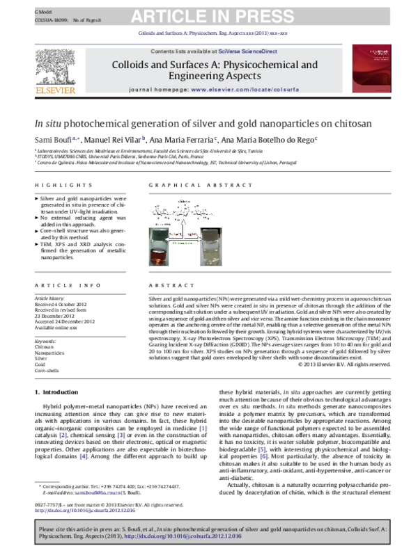 (PDF) In situ photochemical generation of silver and gold nanoparticles ...
