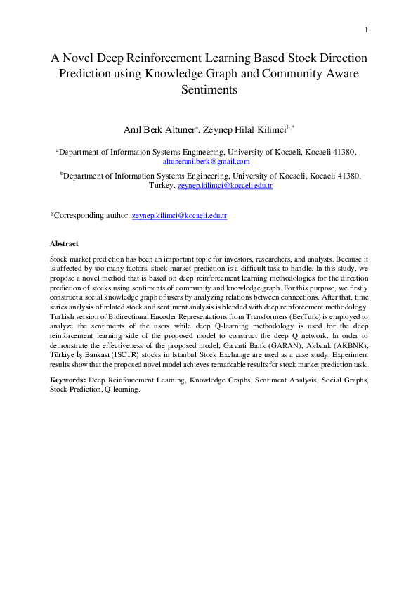 (PDF) A novel deep reinforcement learning based stock price prediction ...