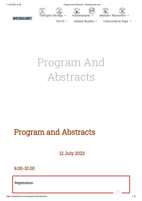 (PDF) Program and Abstracts – Historiansnet