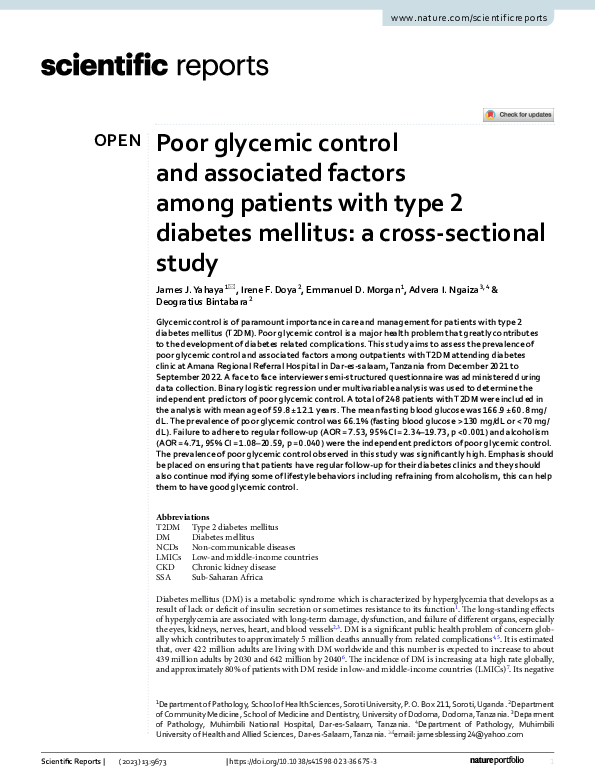 (PDF) Poor glycemic control and associated factors among patients with ...