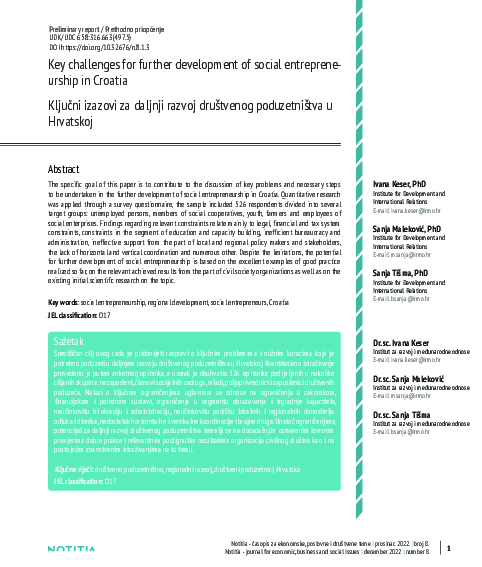 (PDF) Key challenges for further development of social entrepreneurship ...