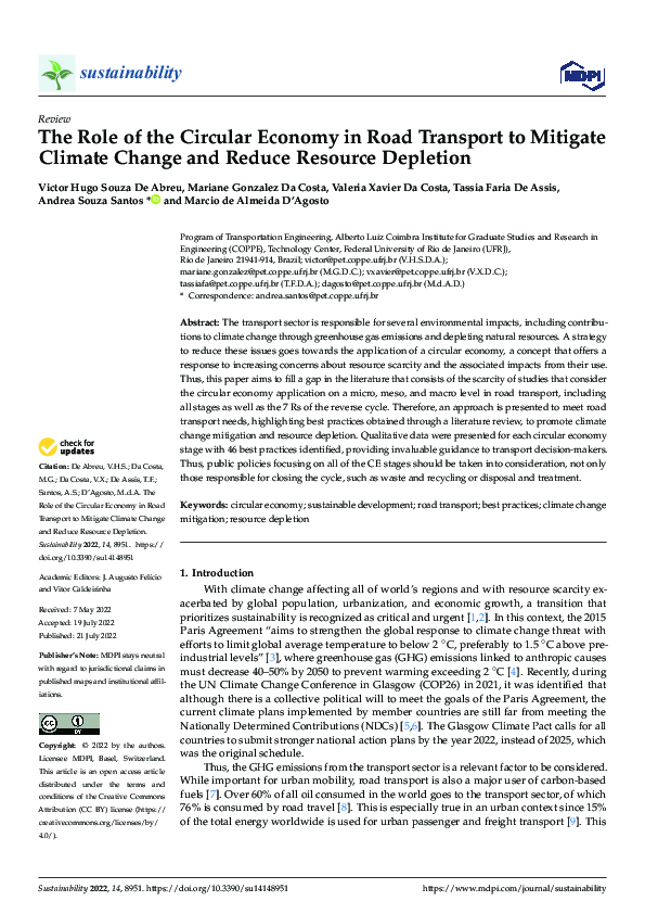 (PDF) The Role of the Circular Economy in Road Transport to Mitigate ...
