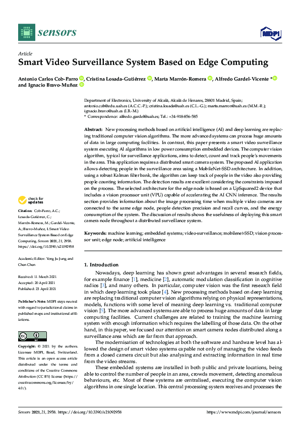 (PDF) Smart Video Surveillance System Based on Edge Computing