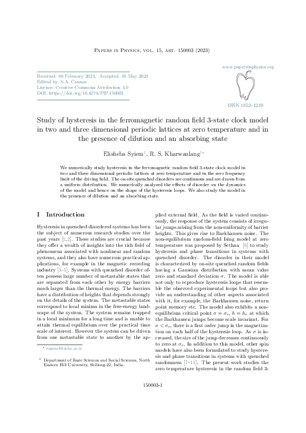 (PDF) Study of hysteresis in the ferromagnetic random field 3-state ...