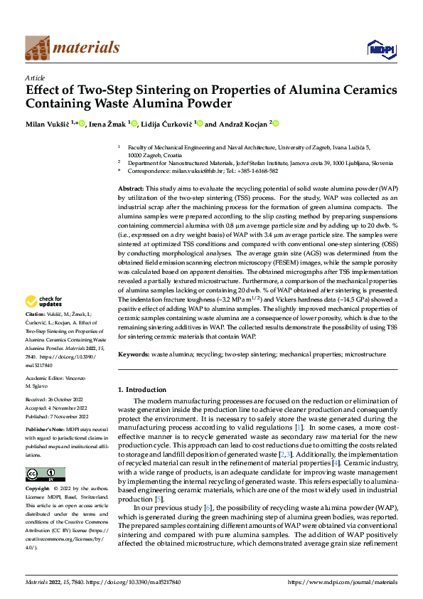 (PDF) Effect of Two-Step Sintering on Properties of Alumina Ceramics ...