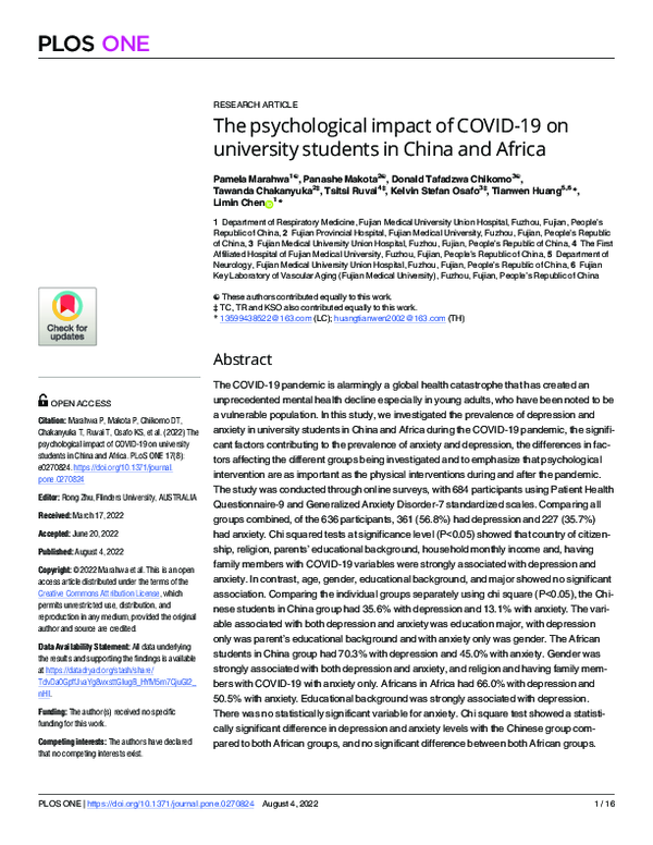 (PDF) The psychological impact of COVID-19 on university students in ...