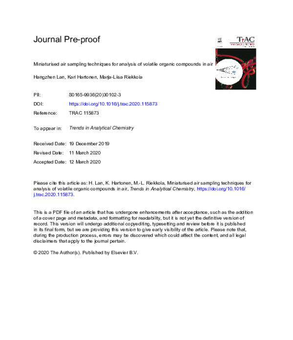 (PDF) Miniaturised air sampling techniques for analysis of volatile ...