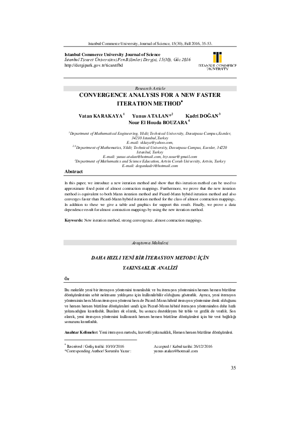 (PDF) Convergence analysis for a new faster iteration method