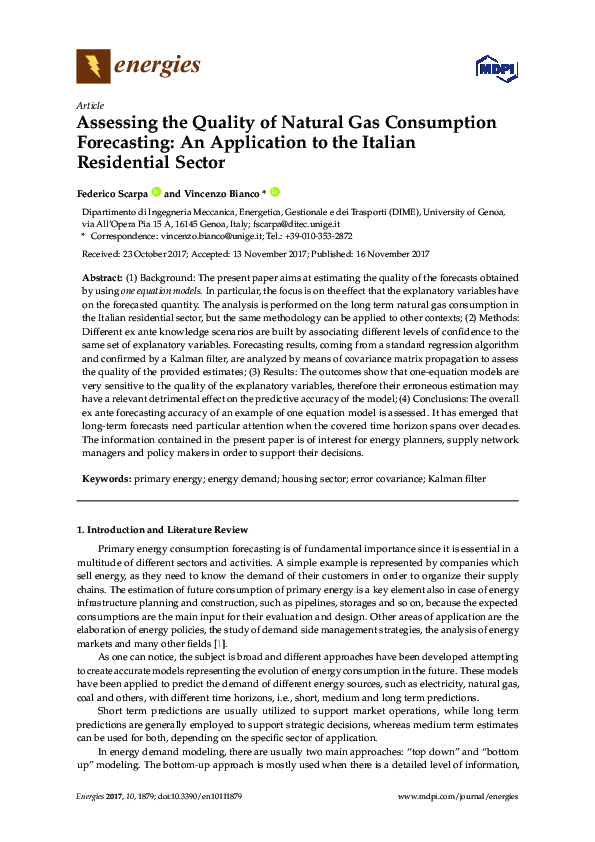 (PDF) Assessing the Quality of Natural Gas Consumption Forecasting: An ...