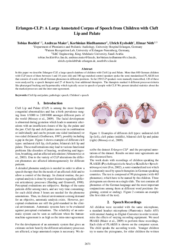 (PDF) Erlangen-CLP: A Large Annotated Corpus of Speech from Children ...