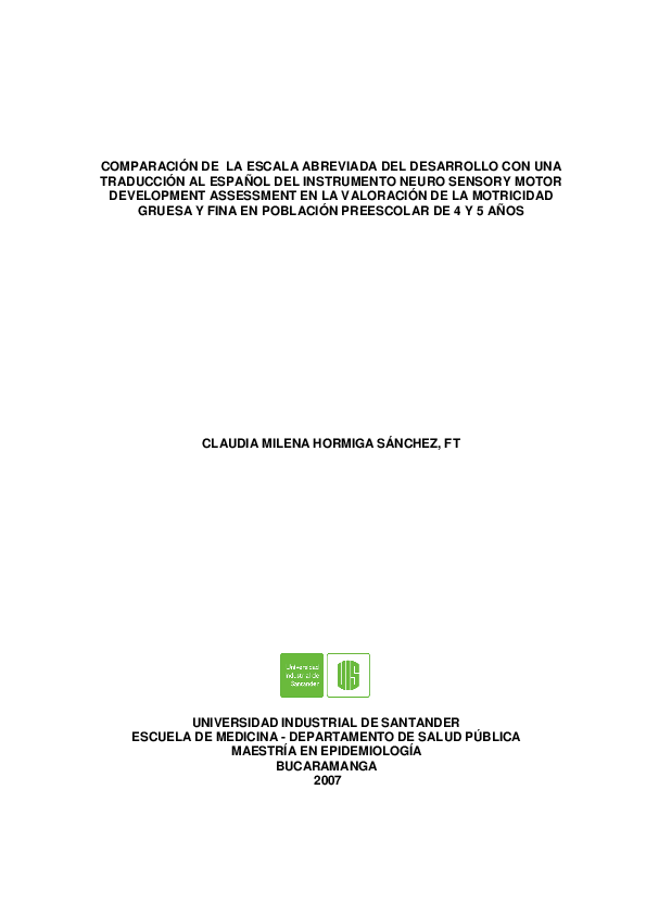 (PDF) Comparacion De La Escala Abreviada Del Desarrollo Con Una ...