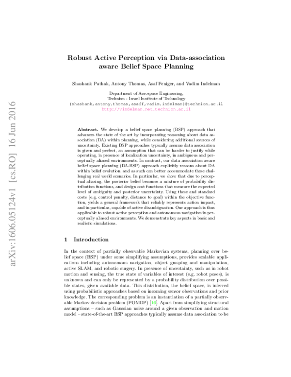 (PDF) Robust Active Perception via Data-association aware Belief Space ...