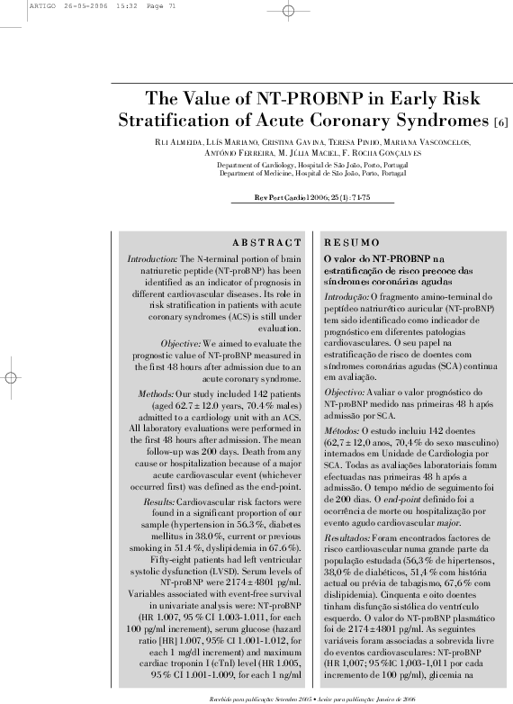 (PDF) 627 The value of N-terminal ProBNP in early risk stratification ...