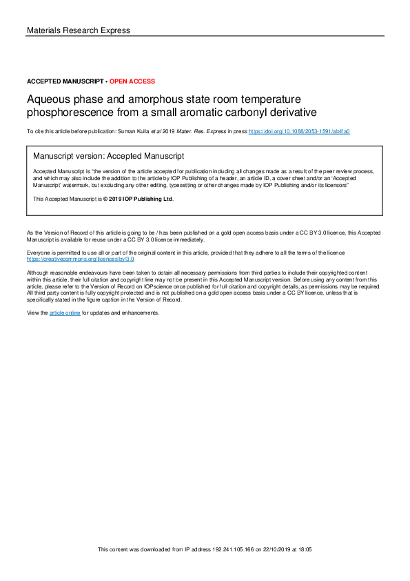 (PDF) Aqueous phase and amorphous state room temperature ...