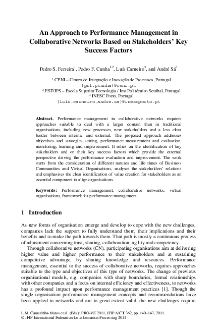 (PDF) An Approach to Performance Management in Collaborative Networks ...