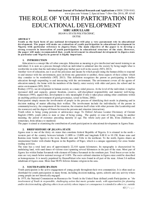 (PDF) The Role of Youth Participation in Educational Development