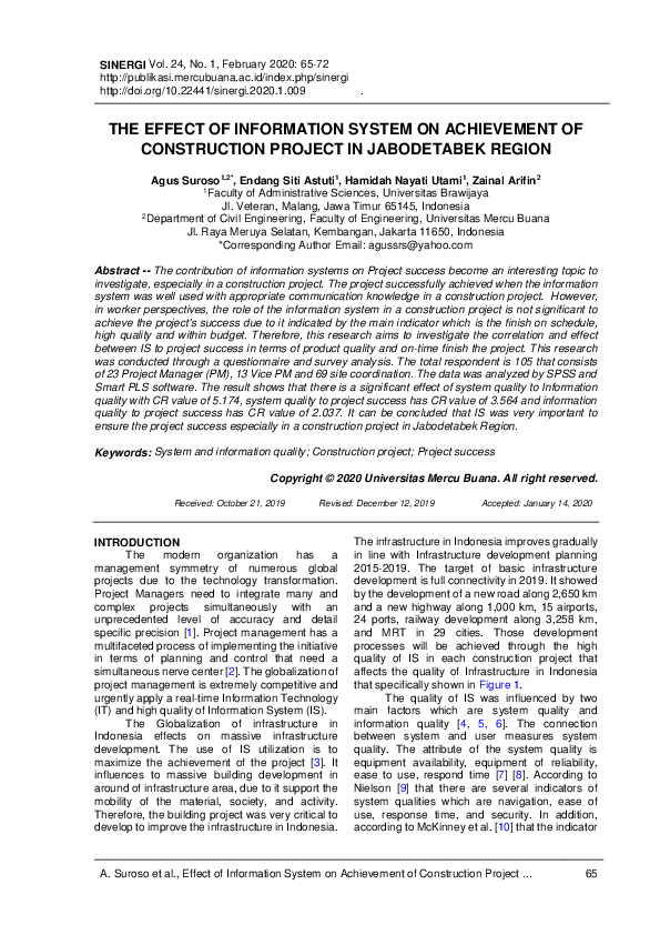 (PDF) The Effect of Information System on Achievement of Construction ...