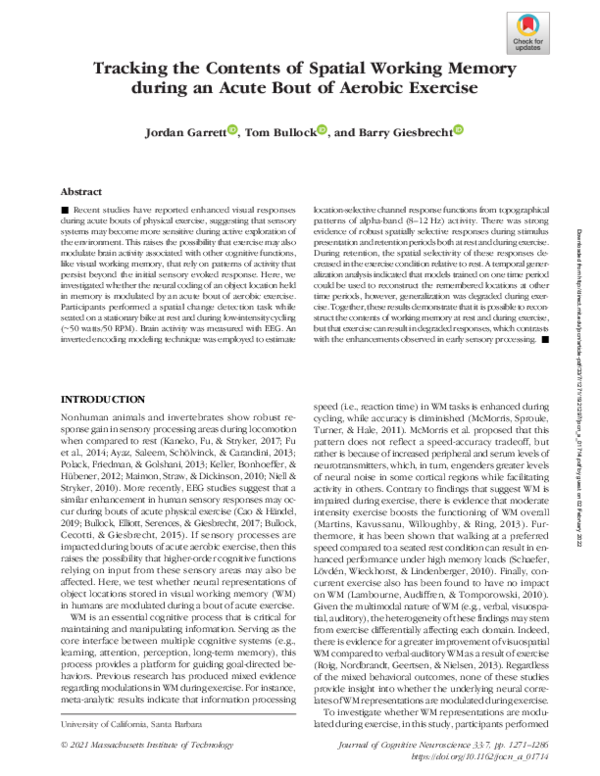 (PDF) Tracking the Contents of Spatial Working Memory during an Acute ...