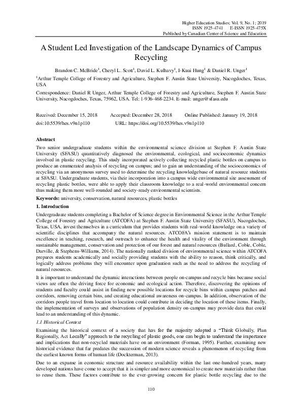 (PDF) A Student Led Investigation of the Landscape Dynamics of Campus ...