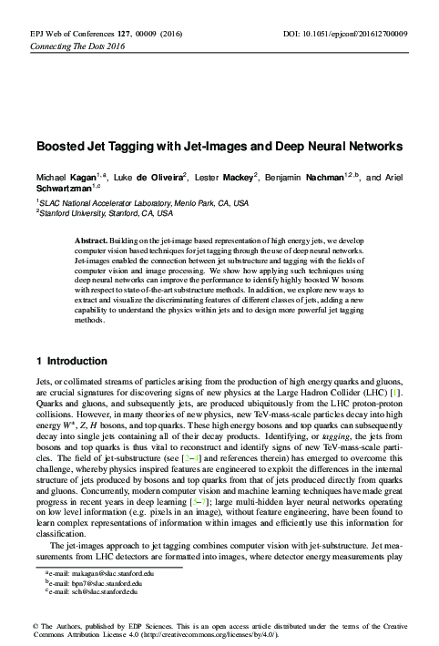 (PDF) Boosted Jet Tagging with Jet-Images and Deep Neural Networks