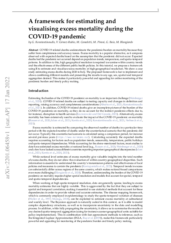 (PDF) A framework for estimating and visualising excess mortality ...