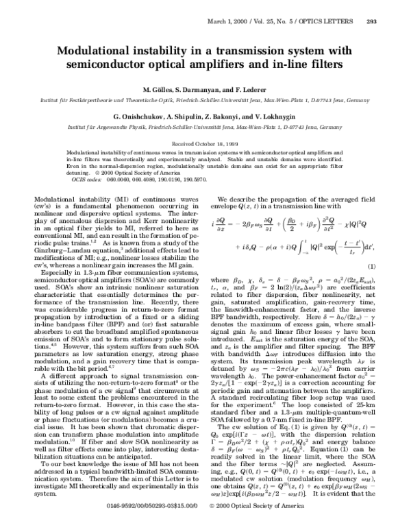 (PDF) Modulational instability in a transmission system with ...