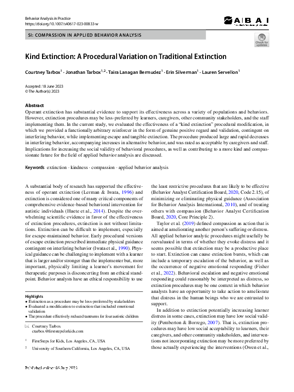 (PDF) Kind Extinction: A Procedural Variation on Traditional Extinction