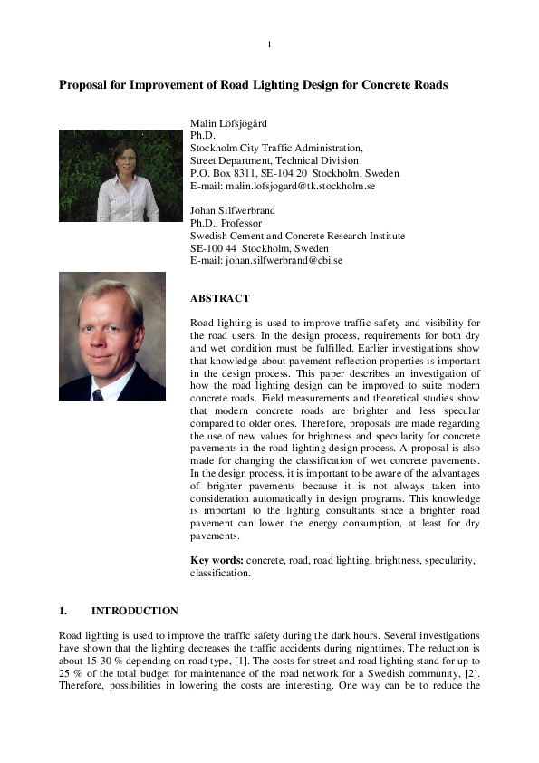 (PDF) Proposal for Improvement of Road Lighting Design of Concrete