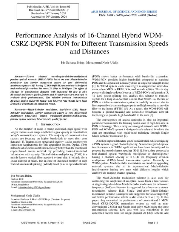 (PDF) Performance Analysis of 16-Channel Hybrid WDM- CSRZ-DQPSK PON for ...