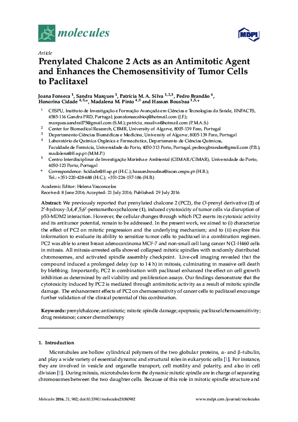 (PDF) Prenylated Chalcone 2 Acts as an Antimitotic Agent and Enhances ...
